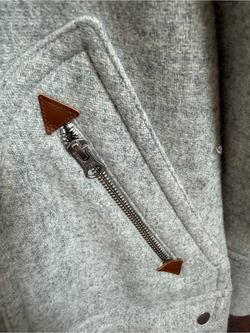 J. Crew Light Gray Wool-Blend Stadium Coat with Faux Fur Trim - Picture 6 of 16